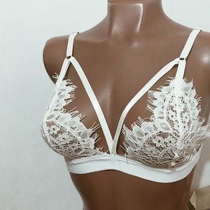 Strappy White Eyelash Bralette Handmade Super sexy